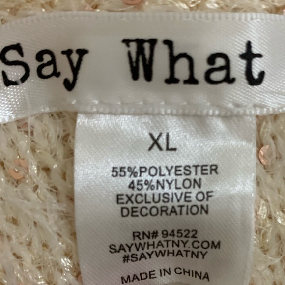 NWOT Say What? Fuzzy Sequin Cardigan Sweater Size XL - Picture 8 of 8